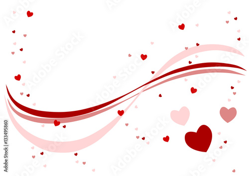 ハートと曲線の背景イラスト 