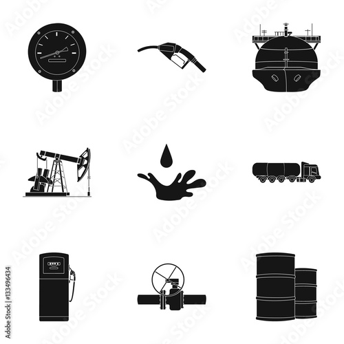 Oil industry set icons in black style. Big collection of oil industry vector symbol stock illustration