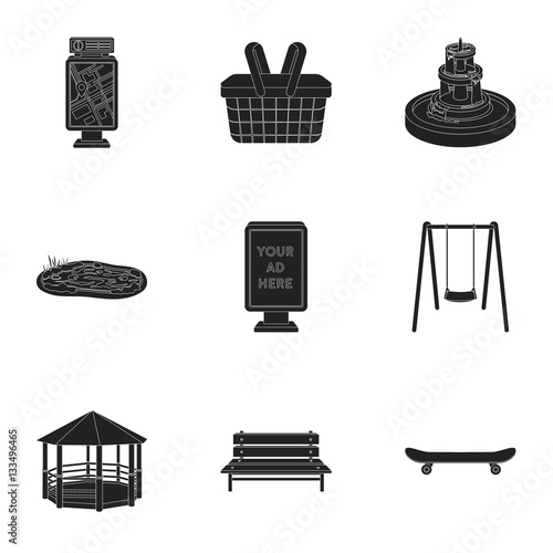 Park set icons in black style. Big collection of park vector symbol stock illustration