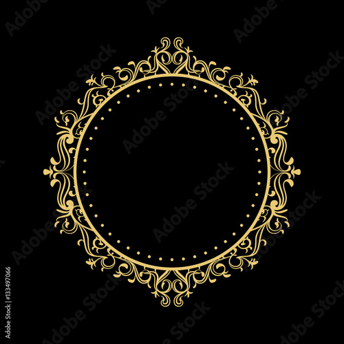 Elegant Circular Classic Decorative Floral Ornamental Vintage Swirl Frame Motif