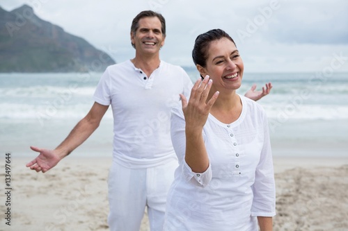 Romantic couple enjoying on beach