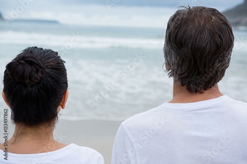 Rear view of couple standing on beach © WavebreakmediaMicro