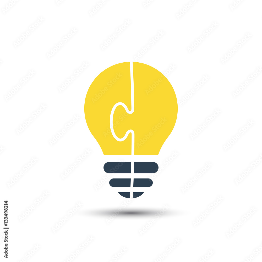 Lightbulb made of puzzle, vector idea concept. Lightbulb made of puzzle, vector idea concept.