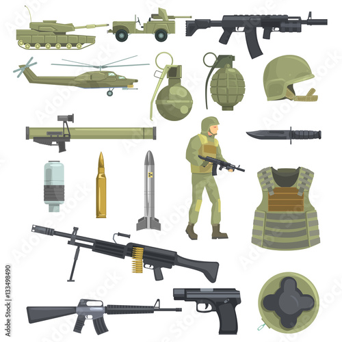 Fotografie, Obraz Professional Army Infantry Forces Weapons, Transportation And Soldier Equipment