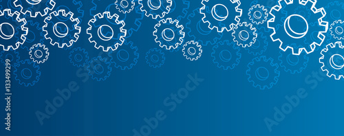 Blue settings banner with gears. photo