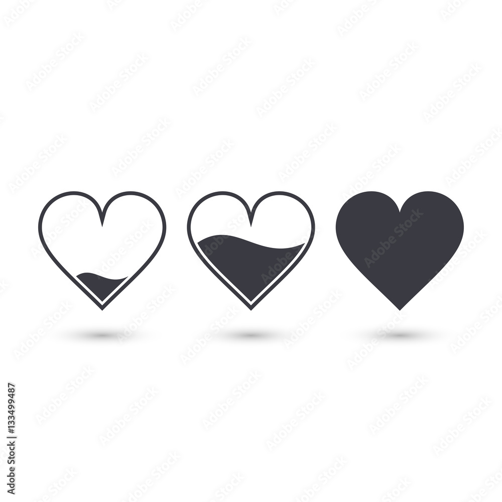 Different heart rating level illustration, vector.