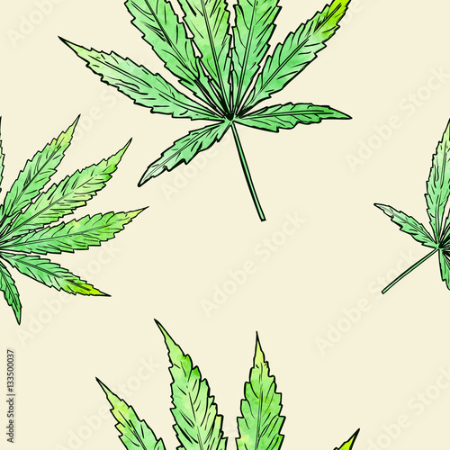 Cannabis leafs seamless vector pattern