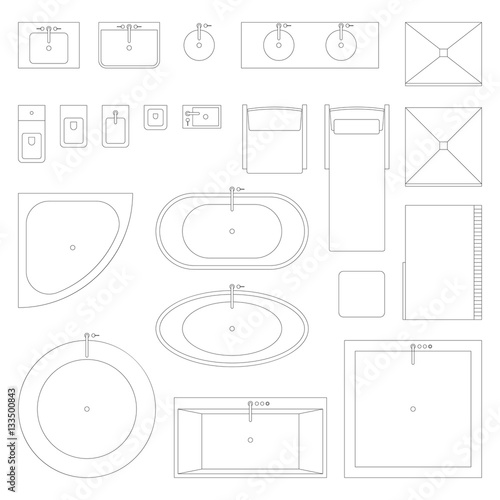 Line interior icons for bathroom.