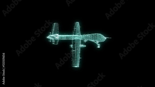 3D Drone Hologram Wireframe in Motion. Nice 3D Rendering

