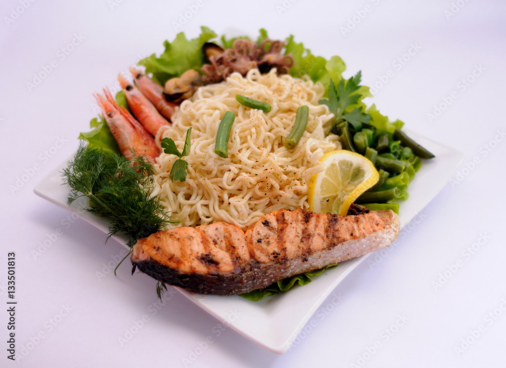 Instant noodles, food, pasta, fish, shrimp, mussel, seafood Instant noodles, food, pasta, fish, shrimp, mussel, seafood