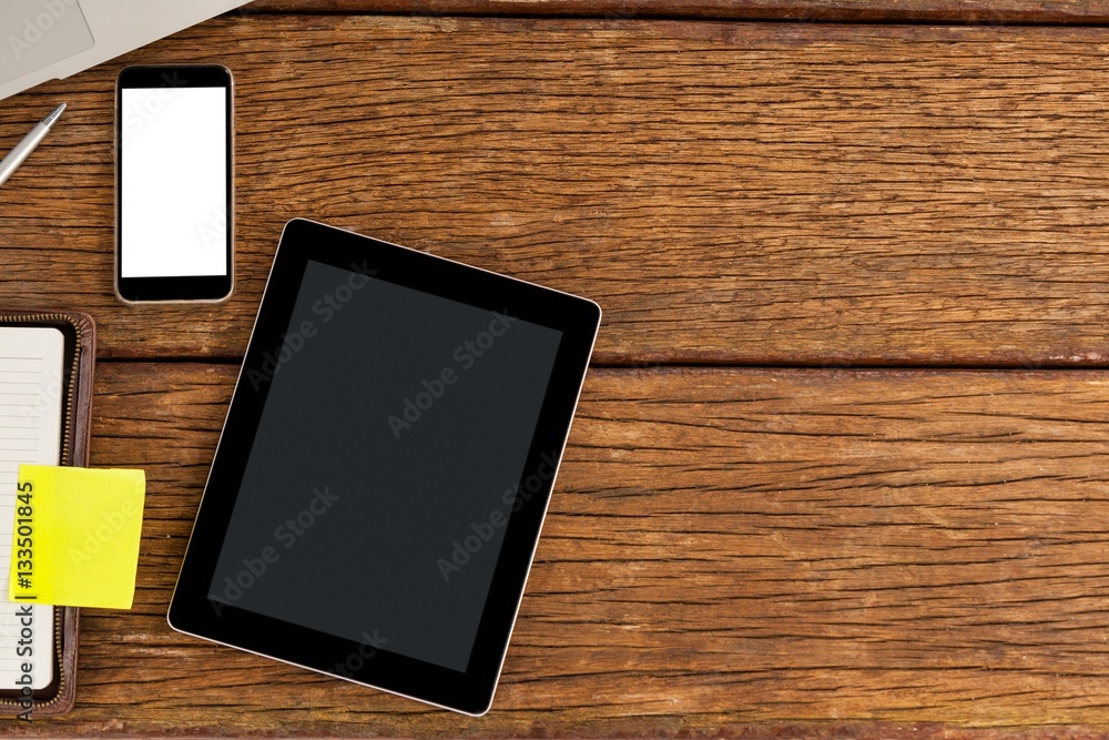 Smartphone and digital tablet with diary Smartphone and digital tablet with diary