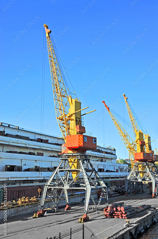 Cargo crane and pipe stack