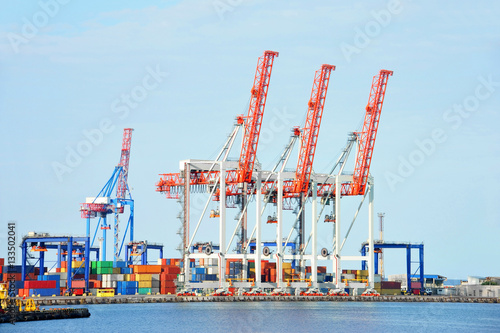 Port cargo crane and container