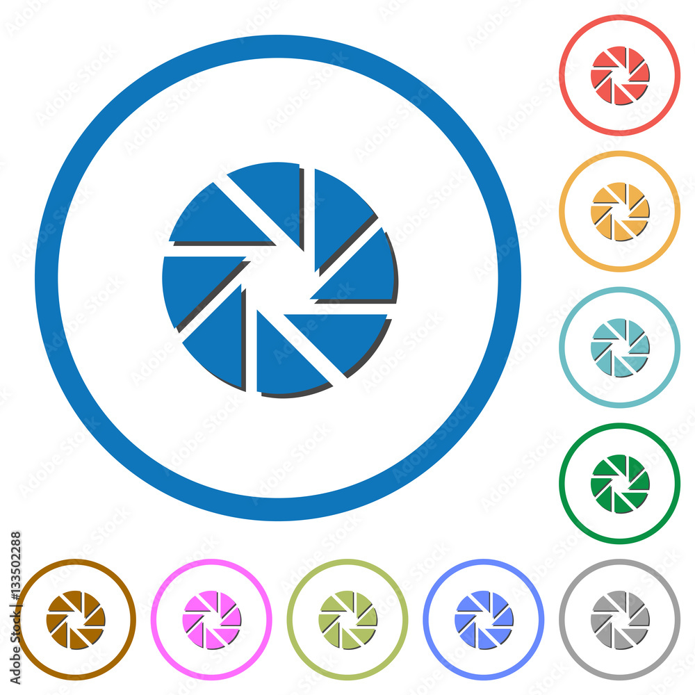Aperture icons with shadows and outlines Aperture icons with shadows and outlines