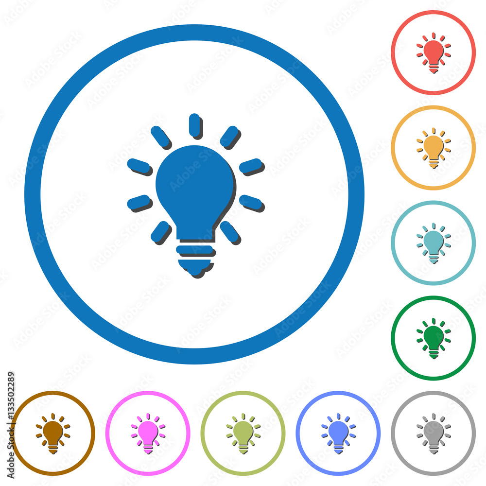 Lighting bulb as idea concept icons with shadows and outline Lighting bulb as idea concept icons with shadows and outline