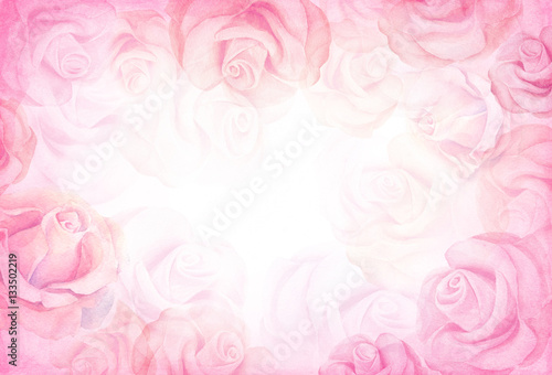 Abstract romantic rose horizontal background.