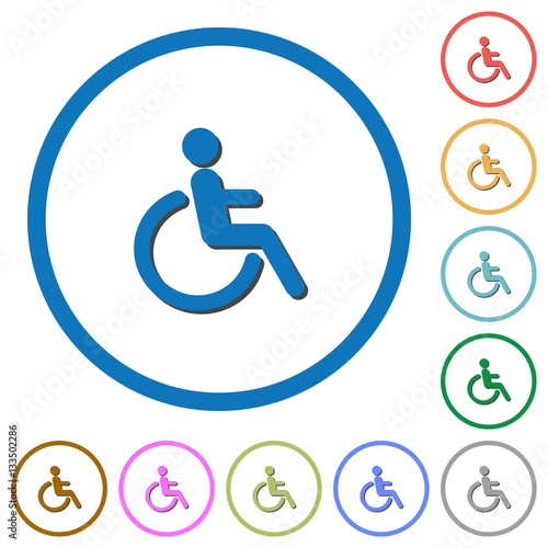 Disability icons with shadows and outlines