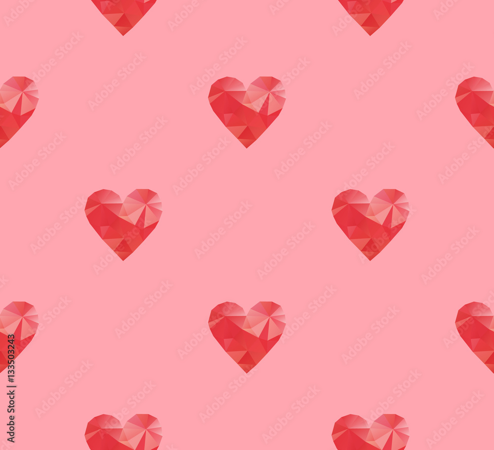 polygonal red hearts