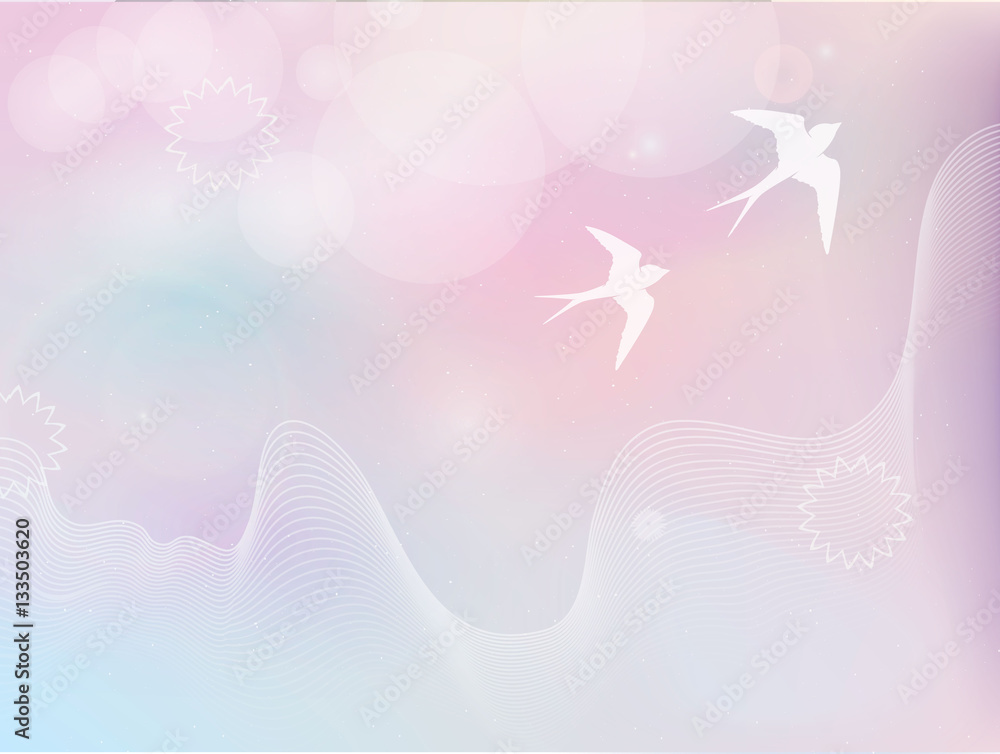 Fototapeta premium flying birds in pastel