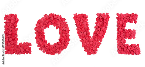 Love word shape from hearts...