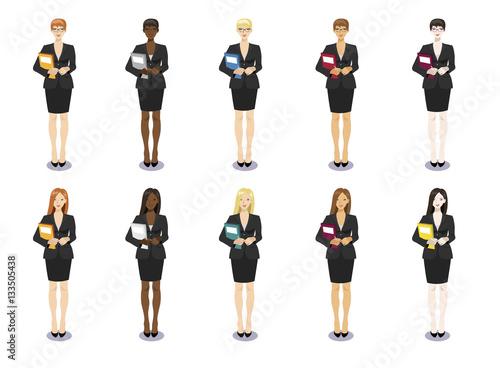 Vector set illustration of  business women standing