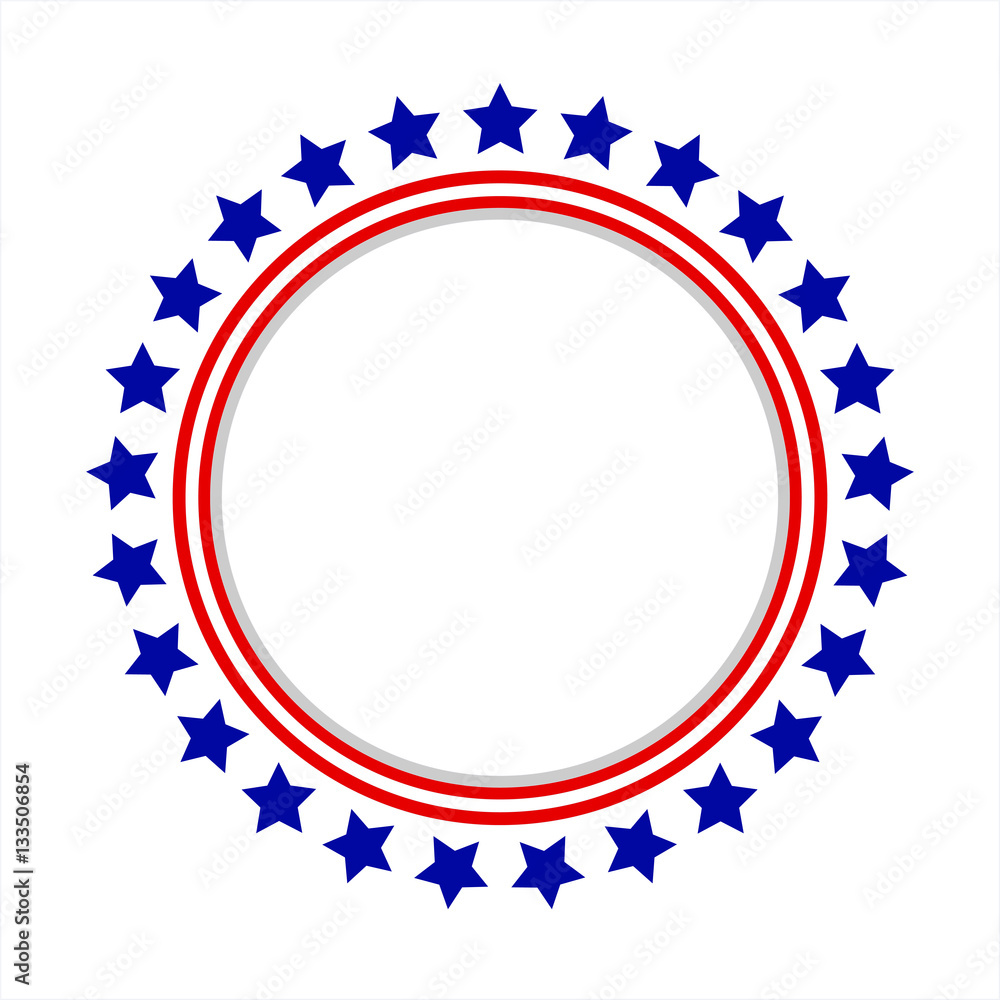 Round frame American flag symbols stylized logo, symbol, emblem Stock