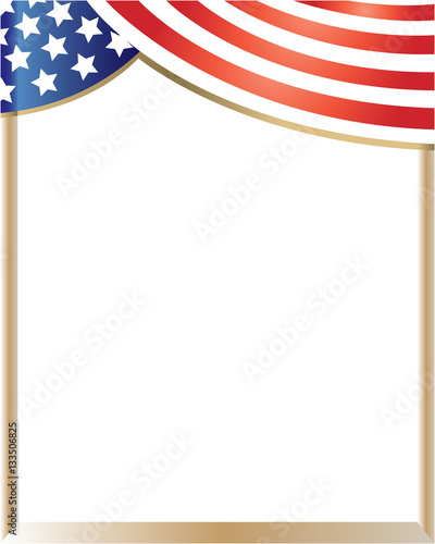 USA flag symbols wave frame patriotic border with empty space for your design.