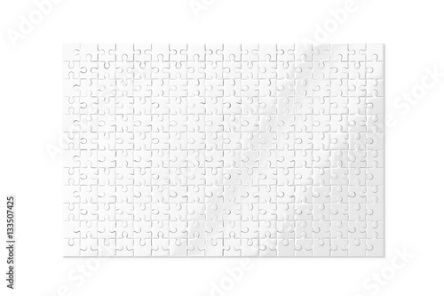 Konstfotografi Blank white puzzles game mockup isolated, 3d rendering