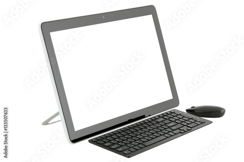 Desktop computer isolated on white background.