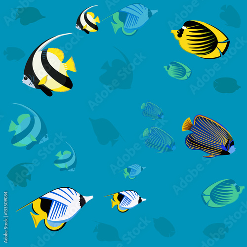 Red sea wild fish. Ocean Pattern