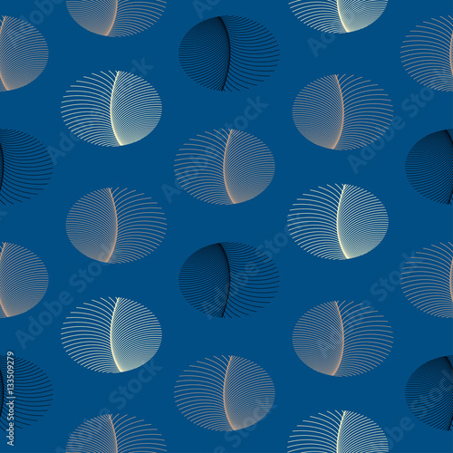 oval feathers seamless pattern in night blue and silver shades