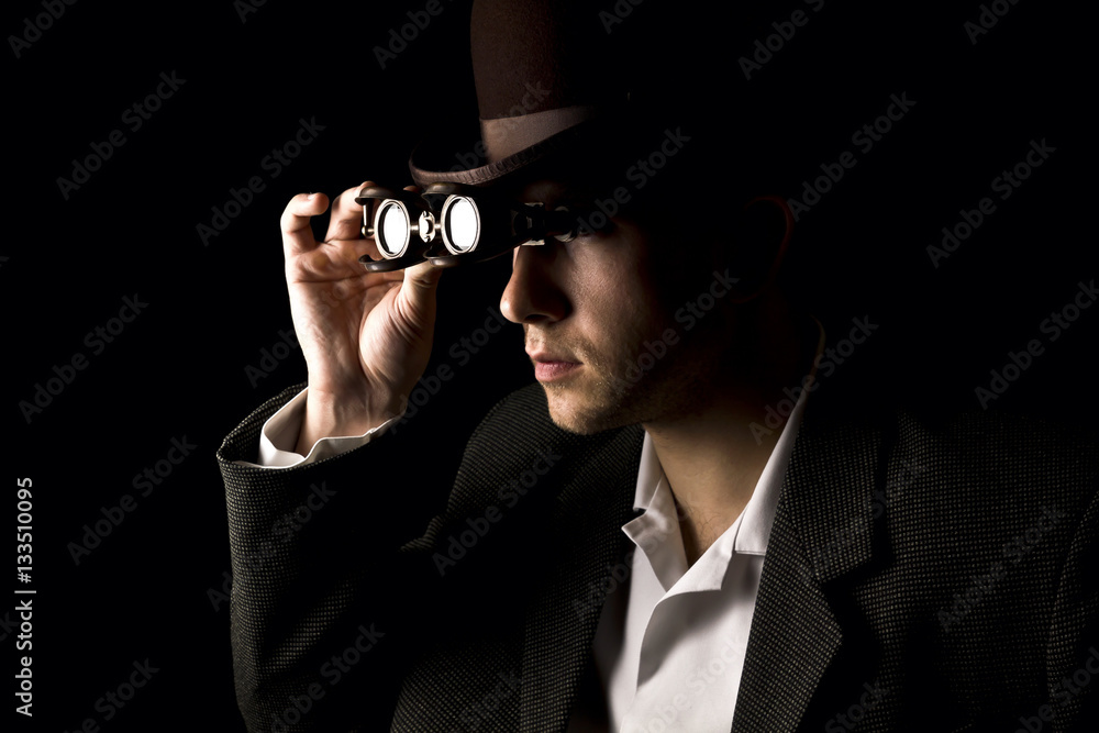 Fototapeta premium Portrait of young and attractive gentleman in tero style wearing