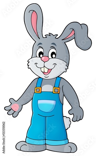 Happy bunny in overalls