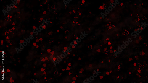 Love themed black background with hearts and roses for Valentine's Day
