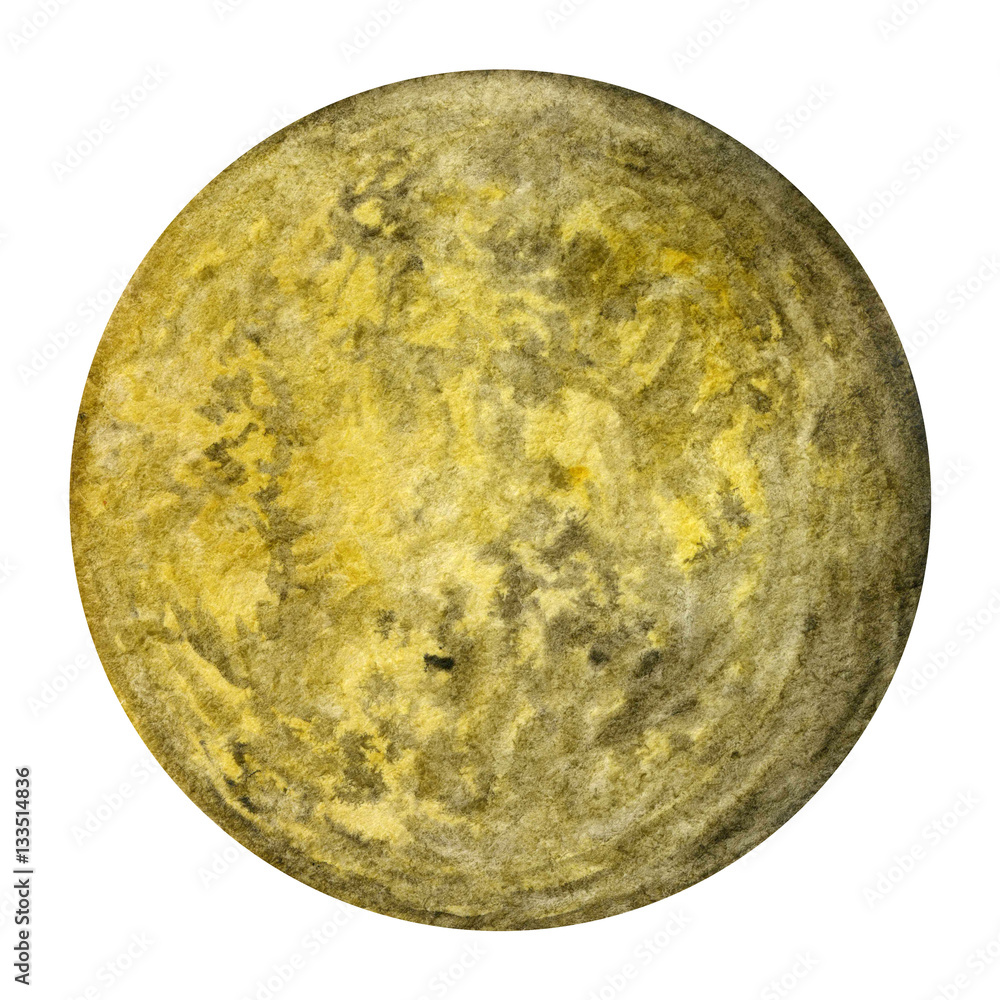 Solar System Planets - Mercury. Watercolor illustration. Solar System Planetes Solar System Planets - Mercury. Watercolor illustration. Solar System Planetes