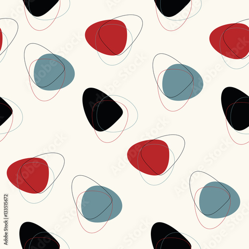 Vector seamless mid century absctract geometric pattern. Space retro design.