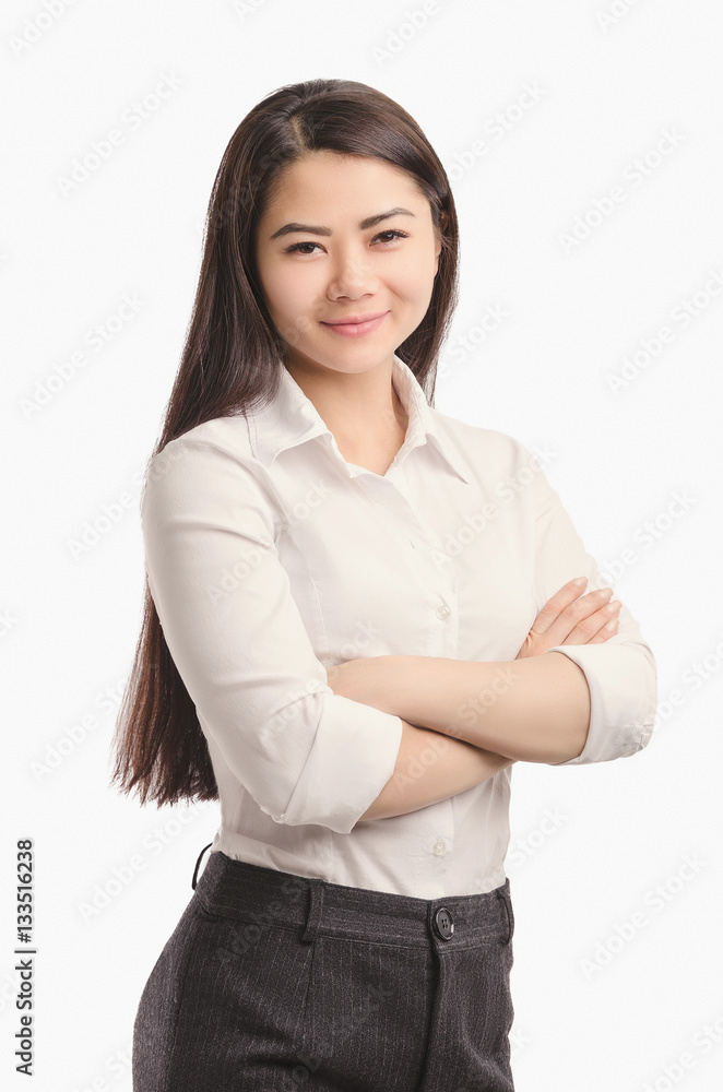 Business Asian girl smiling portrait. Looking ahead. Business Asian girl smiling portrait. Looking ahead.