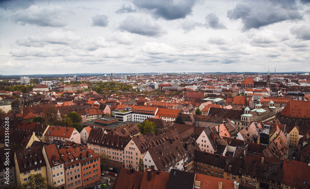NUREMBERG, GERMANY - APRIL 26, 2016. View over Nuremberg from th NUREMBERG, GERMANY - APRIL 26, 2016. View over Nuremberg from th