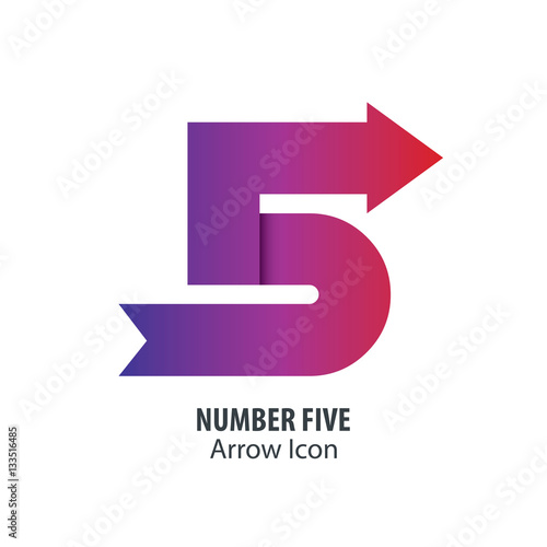 Number Five and Arrow Icon Logo