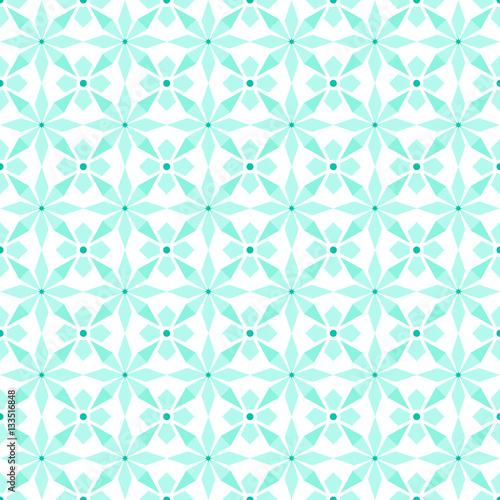Abstract seamless geometric pattern. Green color. Triangles look like flowers. Nice and stylish.