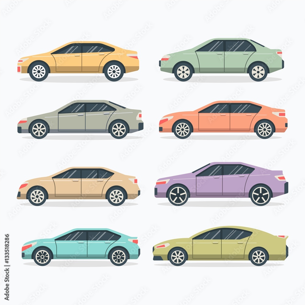 Fototapeta premium Flat Car Collection.