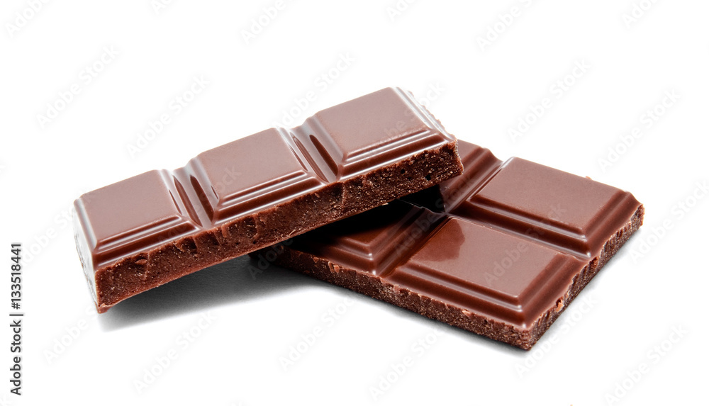 Dark milk chocolate bars stack isolated on a white Dark milk chocolate bars stack isolated on a white