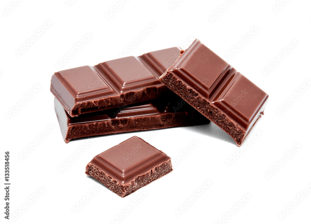 Dark milk chocolate bars stack isolated on a white Dark milk chocolate bars stack isolated on a white