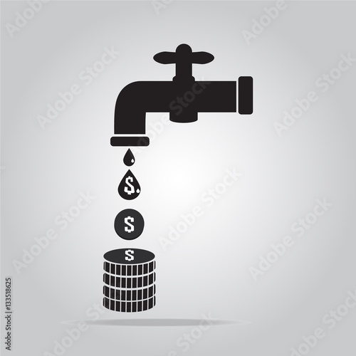 Faucet and money icon vector illustration