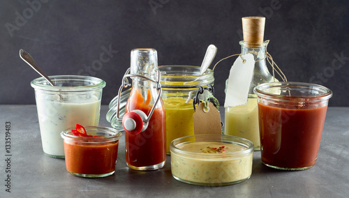 Selection of assorted sauces and dressings