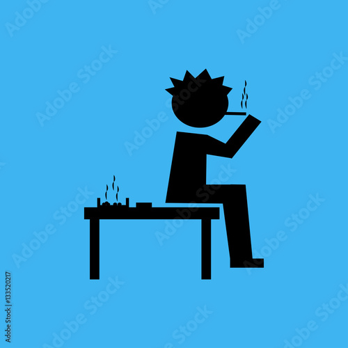 Smoking boy icon. flat design