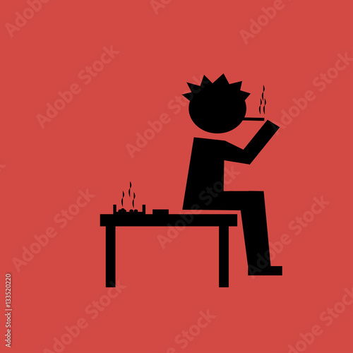 Smoking boy icon. flat design
