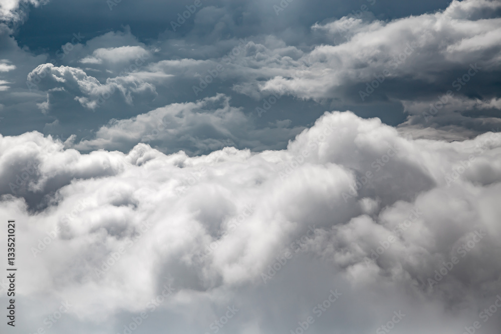 Obraz premium White clouds, view from above air plane window