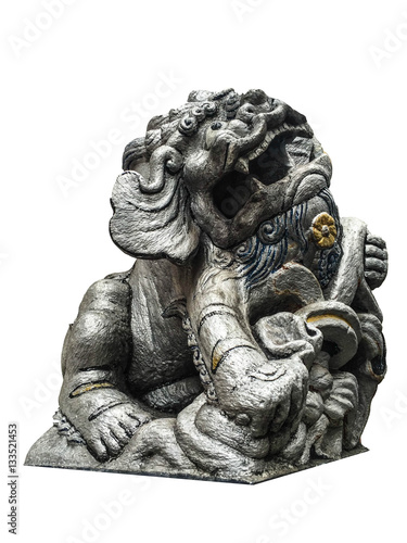 Silver Chinese lion  white backgroud