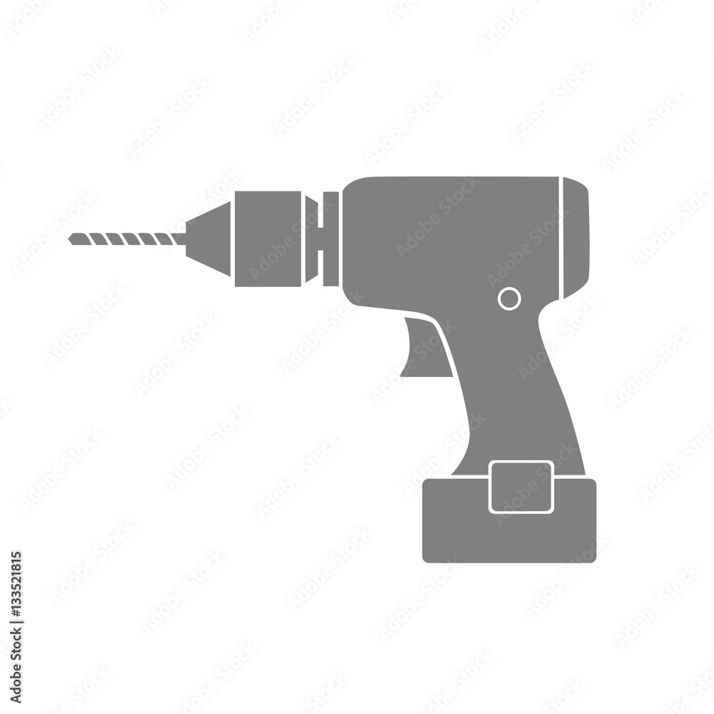 Grey drill vector icon, isolated object on white background Grey drill vector icon, isolated object on white background